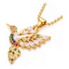 Collar Para Mujer Bano Oro 14k Dije Colibri Moissanita Multi