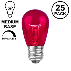Novelty Lights 25 Pack S14 Outdoor Patio Edison Replacement Bulbs, E27 Medium Base, Purple, 11 Watt