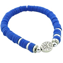 Surfer Bead Bracelet with Miraculous Mary Medal, Blessed Mother, Gifts for Women's Retreat, 7-1/2" Stretchable