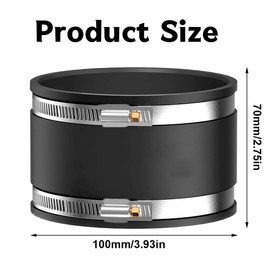 100 mm Flexible Rubber Sleeve, Flexible Rubber Sleeve, Rubber Coupling, Diameter 100 mm Flexible Rubber Sleeve, Pipe Connector for PVC and Stainless Steel, 4 Inch Pipe Connector with 2 Hose Clamps