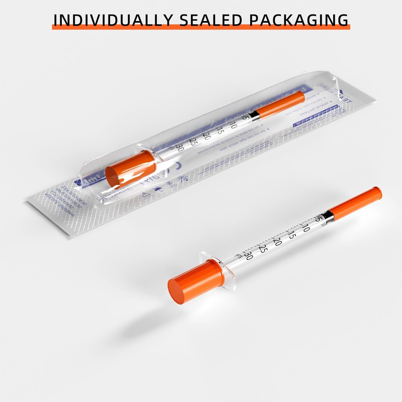 20 Pack U-100 0.3ml Lab Syringe, 31G 1/4 Inch (0,25