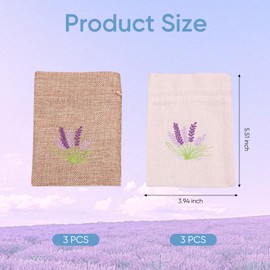 Pack of 6 Lavender Bags Empty, Lavender Bags for Filling, Lavender Bags, Empty Bags, Cotton Bags, Small Scented Bags, Wardrobe Linen Bags, Lavender Bags with Drawstring for Car Cabinet