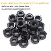 binifiMux 30Pcs M6-1.0mm Black Zinc Plated Nylon Lock Nuts Inserted