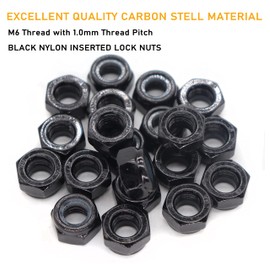 binifiMux 30Pcs M6-1.0mm Black Zinc Plated Nylon Lock Nuts Inserted Hex Self Clinching Nuts