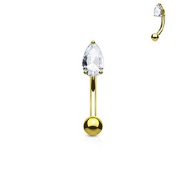 eybrow ringChristina Vertical Hood VCH Jewelry Genital Piercing 7/16"-16G (TEAR DROP GOLD)