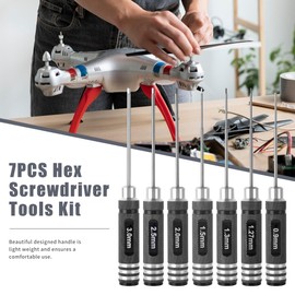 MDLHOBBY 7pc Precision RC Hex Driver Set with 0.9mm-3.0mm Micro Allen Wrenches - Essential Repair Tools for RC Cars and Helicopters