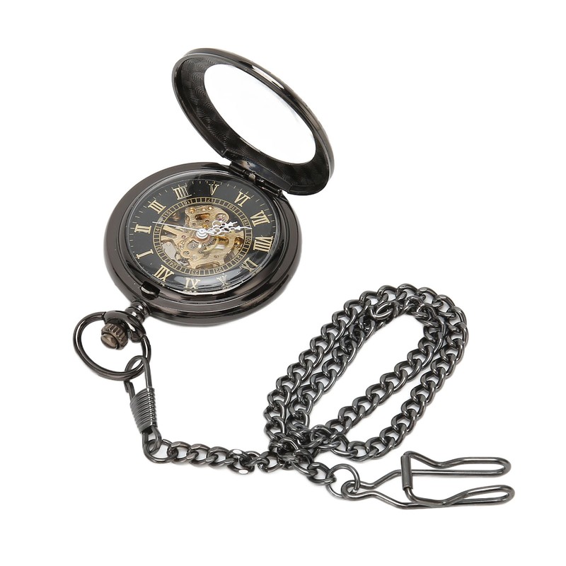 Mechanical Pocket Watch Vintage Double Case Watch Hand Wind Skeleton