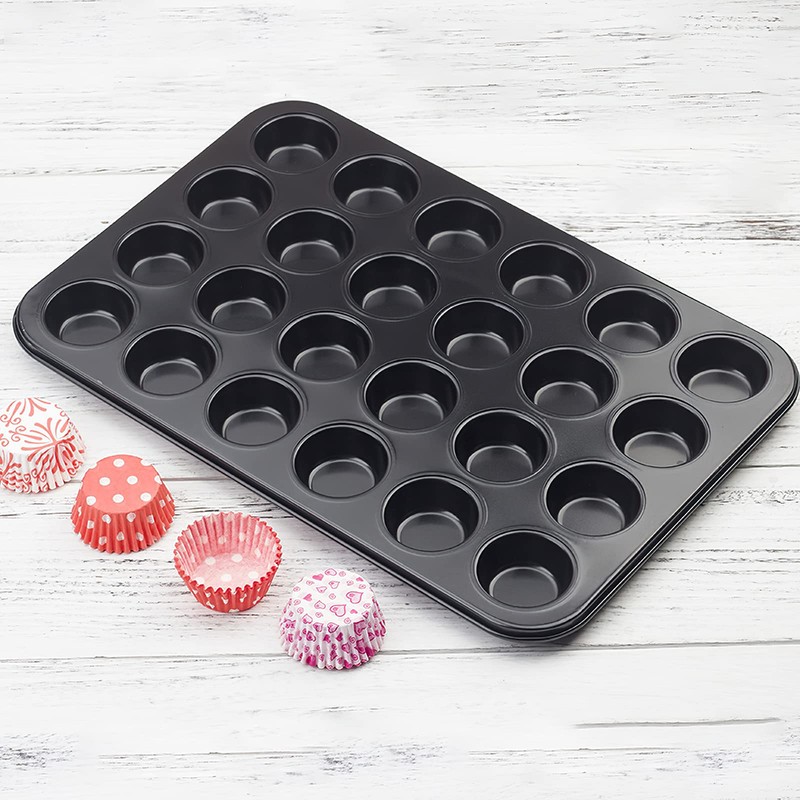 Kingrol 24-Cup Nonstick Mini Cupcake & Muffin Pans, Carbon Steel