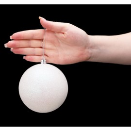 Christmas Concepts® Pack of 5-100mm Large Baubles - Shiny, Matte & Glitter Design - Christmas Decorations (White)