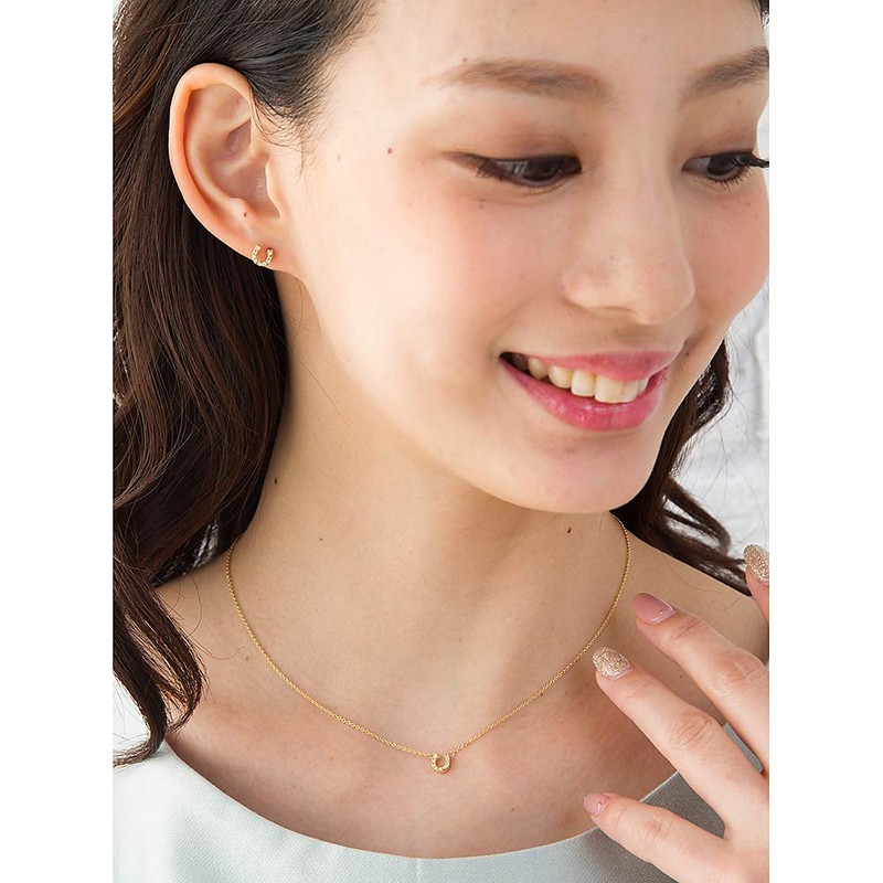Mini Mini Pave Horseshoe Necklace, Quartz