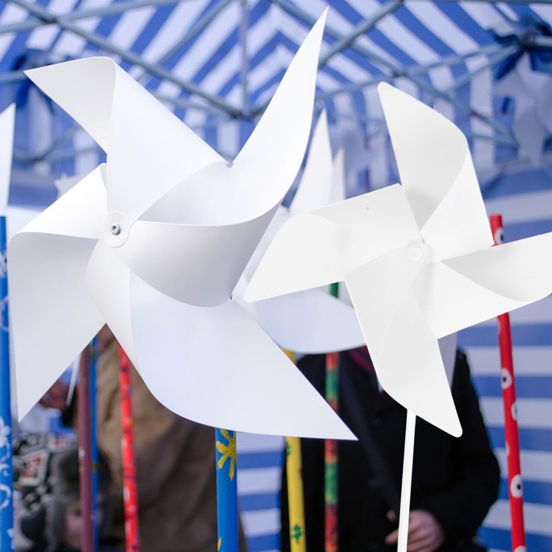 ABOOFAN 24 pcs Windmill DIY Kit, White, Paper Windmill, Can