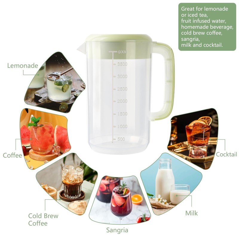 BPFY Clear Plastic Pitcher with Lid, 2 Pack Clear Water