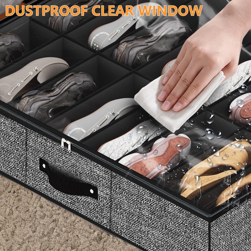 homyfort 32 Pairs Shoe Organizer Under Bed, Underbed Shoe Storage