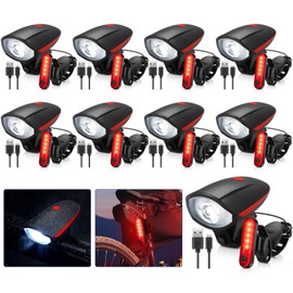 VIHOSE 8 Sets Ultra Bright LED Bike Light Set USB Rechargeable Bicycle Light for Night Riding 3 Light Modes Headlight for Bike Back Taillight for Men Women Bike Accessories Road Mountain