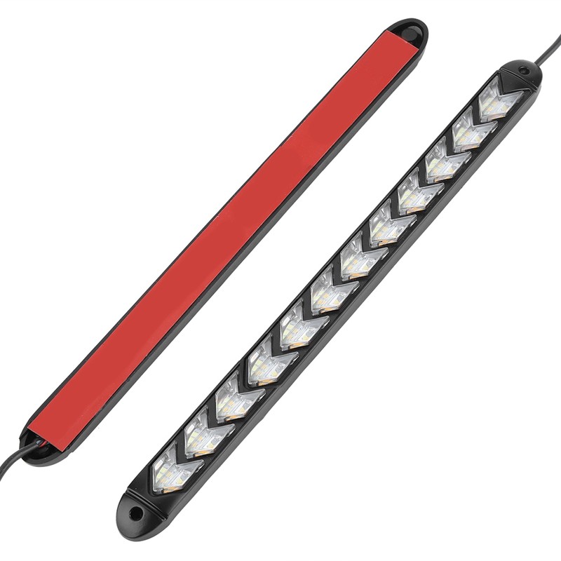2pcs Flexible Waterproof Car Flashing Arrow DRL White/Amber Strip Light