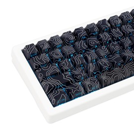 TIMSEKER 131 Keys Black Topographic Keycap Set, Custom Thick PBT Keycap Cherry Profile, Cool Dye Sublimation Black Cherry MX Key Caps for Mechanical Gaming Keyboard