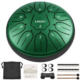 [Free Shipp] LEKATO Steel Tongue Drum [Brand Guarantee ],6 inch 8 Note/11 Note Handpan Beginner Rain Drum Percussion ,for Musical Education Zen Meditation Yoga Deep Sleep,Music Player Singer Friend Kid Relax Fun Girl Boy Gift Idea Musical Experience:_Jade Green