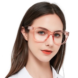 MARE AZZURO Oversized Bifocal Reading Glasses 2.5 Women Blue Light Blocking Readers 1.00 1.25 1.50 1.75 2.00 2.25 2.50 2.75 3.00 3.50 (Pink, 250)