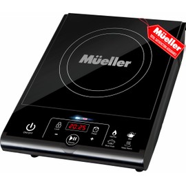 Mueller RapidTherm Portable Induction Cooktop Hot Plate Countertop Burner 1800W, 8 Temp Levels, Timer, Auto-Shut-Off, Touch Panel, LED Display, Auto Pot Detection, Child Safety Lock, 4 Preset Programs