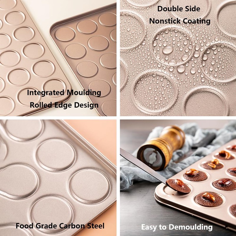 Macaron Baking Pan, 35 Cavity, Non-Stick Carbon Steel, Macaroon Biscuits