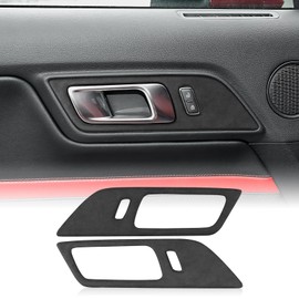 FDAIUN alcantarn Style Inner Door Handle Decorative Frame for Ford Mustang 2015-2022 Italy Car Interior Accessory Sticker(Black 2 pcs)