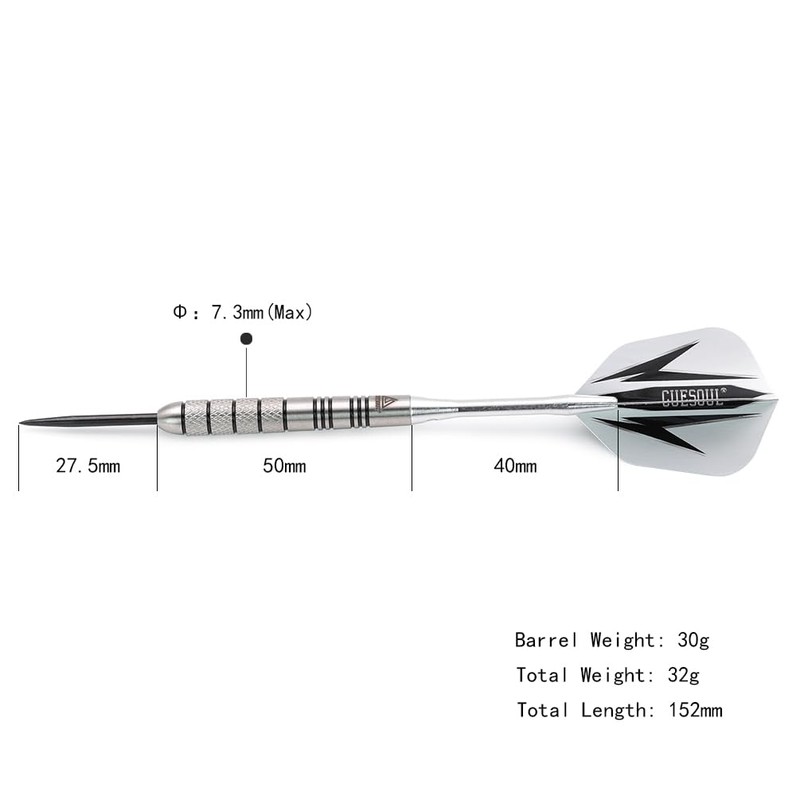 CUESOUL 30 Grams Tungsten Steel Tip Darts Set 95% Tungsten