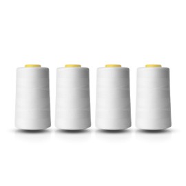 Realm Overlocking Sewing Machine Polyester Thread x Four 5000 Yards Cones White Black Natural Navy Red (White)