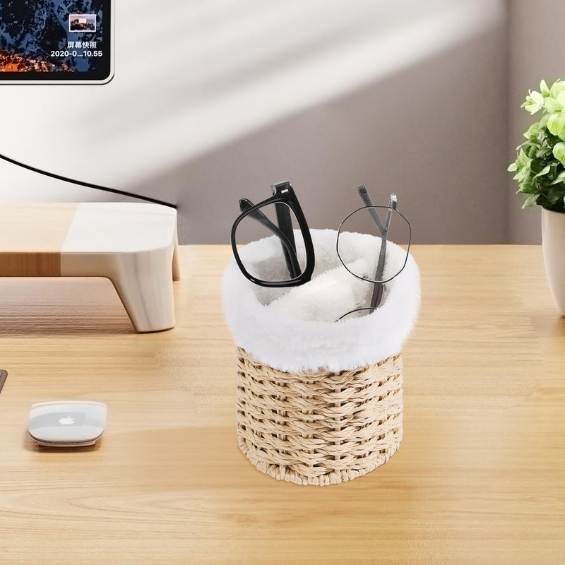 SNOWSTAR Plush Lined Eyeglasses Holder Stand for Nightstand,Boho Protective Eyeglass