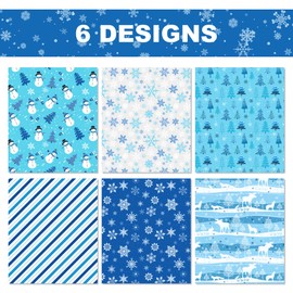 DodelyGz 12 Sheets Blue Christmas Style Gift Wrapping Paper, Blue Santa snowflake Pattern Wrapping Paper For Christmas Party DIY Gift Packing Christmas Style Birthday Party Favor, 20 x 27 Inch