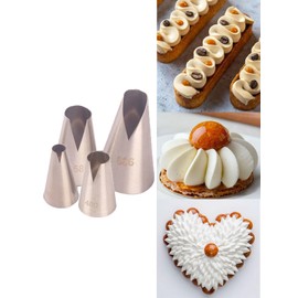 Saint Honore Piping Nozzles,Enhance Your Pastry Creations with V Wave Pastry Tips Nozzles,4 Pcs