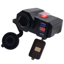 Cargador Multifunción de 12 V Con Doble Puerto USB Para Motocicleta y Toma de Corriente                                                               