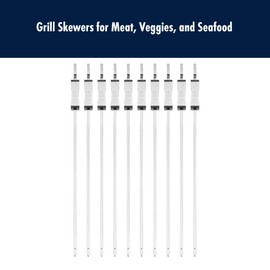 HENCKELS BBQ 10-pc Stainless Steel Skewer Set, Grilling Skewers with Food Slider, Durable Metal Kebab Sticks for Outdoor Grill, Reusable and Dishwasher Safe