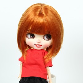 Tzncos Just 1pc Wig fit for 10-11 inch Head Dolls Short Straight Hair (Carrot Orange)