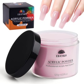 120g/4.23oz Pink Acrylic Powder, EBANKU Acrylic Powder Large Capacity Professional Acrylic Nail Powder for Nail Acrylic Extension, Nail Carving, Long-Lasting, No Nail Lamp Needed