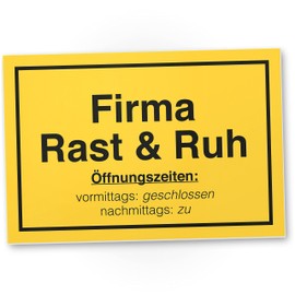 DankeDir! Firma Rast & Ruh - Schild mit Spruch Türschild Büro 30 x 20 cm Lustige Geschenkidee Geburtstagsgeschenk Kollegen Chef - Witziger Scherzartikel Spaßartikel das Office