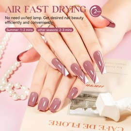 MIZHSE Quick Dry Nail Polish, Bean Red Nail Polish Non Gel Air Drying Fast, 15 ml Regular Nail Polish Glossy Finish Nail Lacquer Nail Art Manicure DIY Home