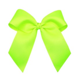 WD2U Girls Large 6" Grosgrain Knotted Hair Bow with Tails on Alligator Clip (Neon Green)