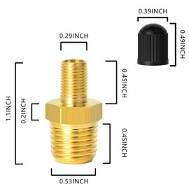 Luminuti 1 Pcs 1/4 Brass Air Inflator Adapter, Car Container Expansion Tank Inflation Nozzle, Pressure Tank Barrel Sealing Air Spring Suspension, Suitable for Most Cars(1pcs-Gold)