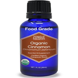 Zongle Therapeutics Organic, Cinnamon Essential Oil, Food Grade, for Candy, Cooking, Baking C 100% Pure, Edible, Cinnamon, Leaf, Oil, by Zongle Therapeutics, 1 OZ