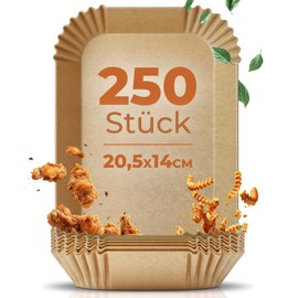 Fentic Ninja Baking Paper for Hot Air Fryer, Pack of 250, 20.5 x 14 cm, Airfryer Baking Paper for Ninja AF300EU Af400EU SL400EU Double Stack XL and More, Ninja Airfryer Accessories