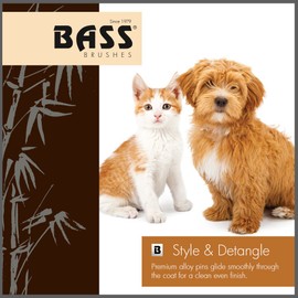 Bass Brushes | Style & Detangle Pet Brush Alloy Pin | High Polish Acrylic Handle | Large Oval | Model 58-RYP