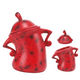 Canister with Attitude, Creative Forked Waist Jars with Lids, Retro Spotted Cup Food Cans Kitchen Storage Jars Airtight Canister for Tea Pot Desktop Cup Ornament(Red)