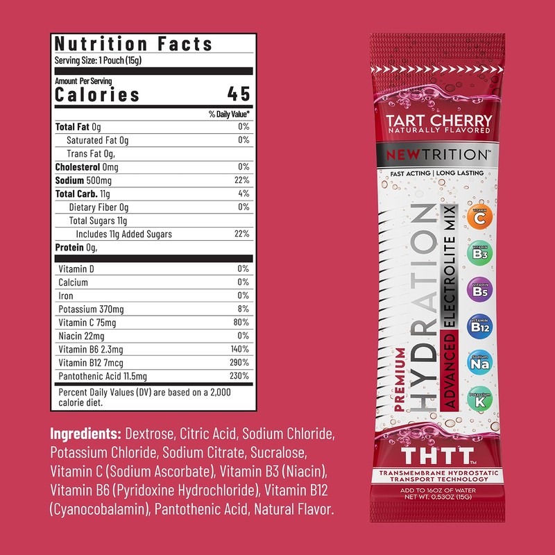 NewTrition Hydration Powder, Electrolyte Powder Packets, Naturally Flavored Hydrating Packets