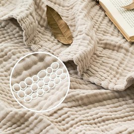 ACCOTIA 6 Layer 100% Cotton Muslin Throw Blanket for Couch 50"x 60" Soft Fall Throw Blankets Lightweight Breathable Gauze Linen Throws All Season, Khaki