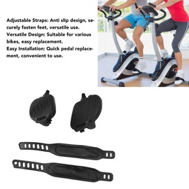 QANYEGN 1Pair Exercise Bikes Pedals, Anti Slip Strip Pattern Bikes Pedals, Adjustable Exercise Bikes Pedals for Stationary Bikes (1/2in Thread)