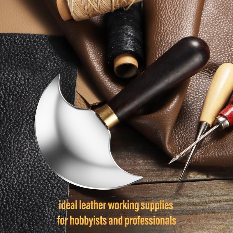 Coowolf Leather Knife with Wooden Handle, Leather Working Tools for