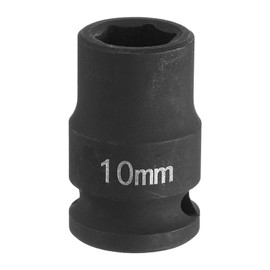 HARFINGTON Deep Impact Socket 3/8" Square Drive by 10mm Metric 6 Point Socket 30mm (1.18") Long CR-MO Steel Industrial Grade Flip Socket for Home Auto Hex Nuts Bolts Repair, Black