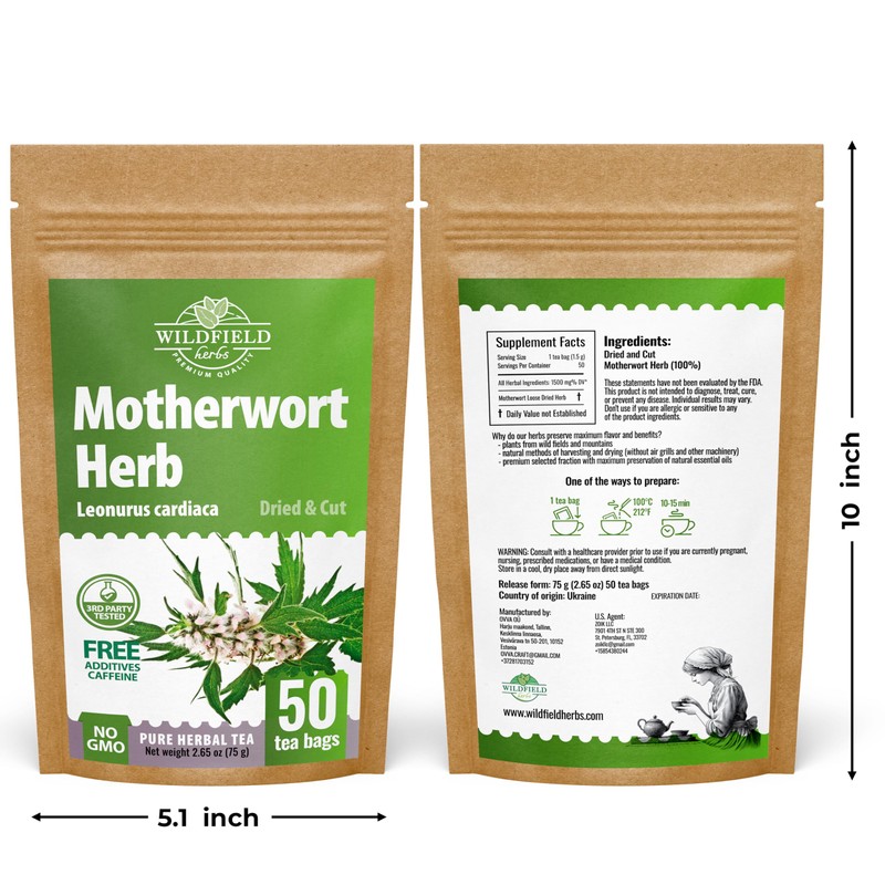 50 Bags Motherwort Tea Dried Motherwort Herb (Leonuri Herba) -