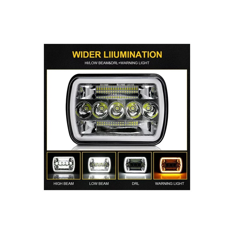 Unbranded Pair 7x6'' 5x7 LED Headlights Hi-Lo w/DRL fit Toyota