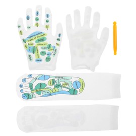 minkissy Acupressure Foot Massage Socks with Detailed Reflexology Chart Long Tube Cotton Socks with Hand Gloves for Targeted Foot Acupoint Therapy Fatigue and Promote Wellness